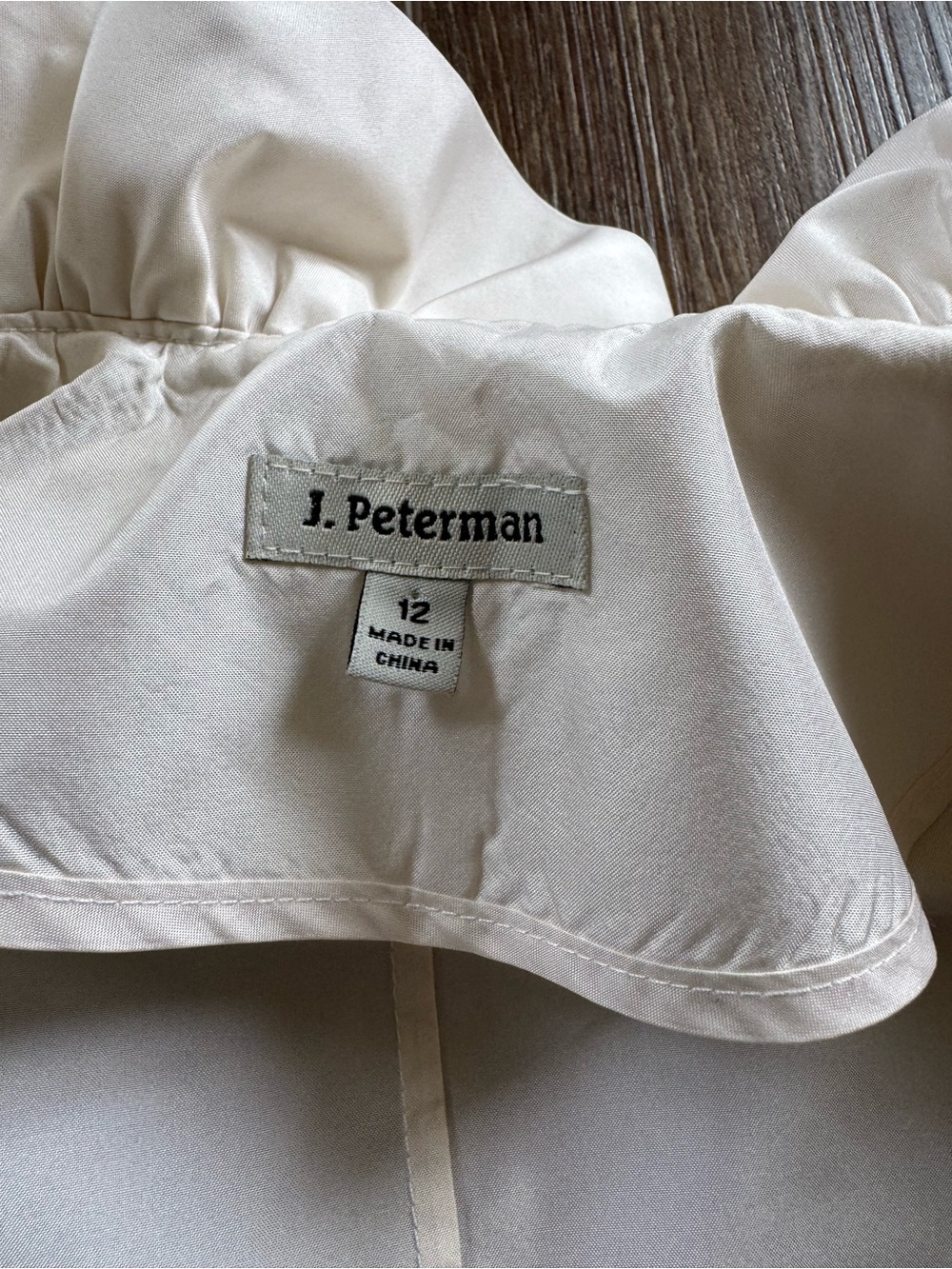 J. Peterman 12 Cream Ruffled Collar Silk Blouse - Picture 4 of 10